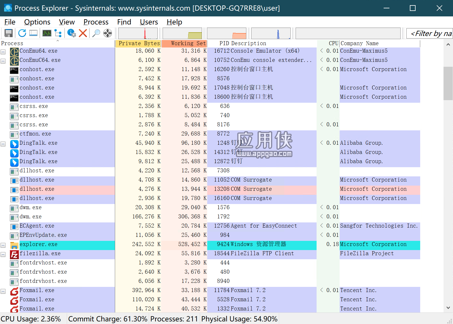 ProcessExplorer - Windows 高级进程资源管理器